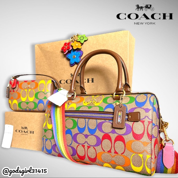 SOLD-AUTHENTICATED NWTCoach 3-pc Rainbow Signature Set Rowan, Nolita, Charm $626 - Picture 16 of 16